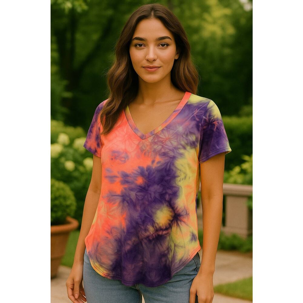 Heimish USA Tie Dye T-Shirt Top Small Boho Hippie Festival Colorful Casual Cute